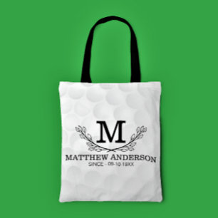 Tote Bag Motif de balle de golf personnalisé Nom Monogramme