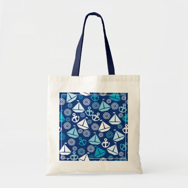 Tote Bag Motif de bande dessinée avec des voiliers (Devant)