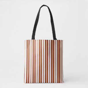 Tote Bag Motif de bandes verticales Brown blanches