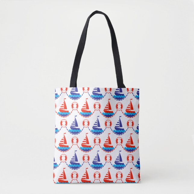 Tote Bag Motif de bateau à voile (Devant)