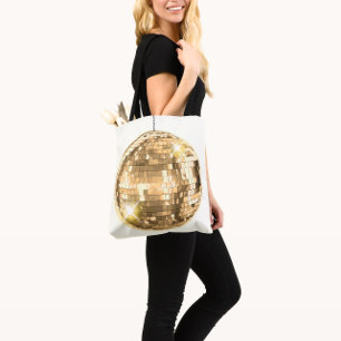 Tote Bag Motif de boule disco dorée, thème rétro des années
