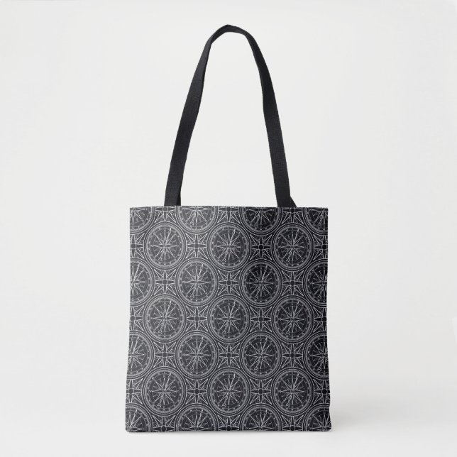 Tote Bag Motif de boussole de rose de vent (Devant)