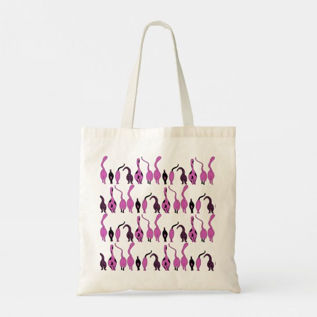Tote Bag Motif de boutons de chats violets (Dos)