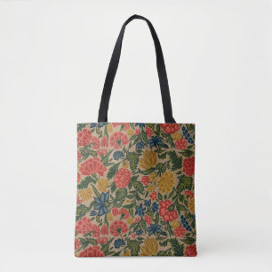 Tote Bag Motif de broderie florale au crewel vintage