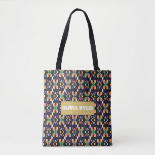 Tote Bag Motif de broderie pixel de Songket de chanson trad