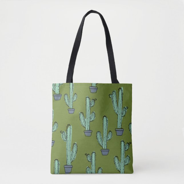 Tote Bag Motif de cactus dessiné à la main (Devant)