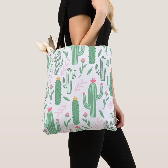 Tote Bag Motif de Cactus mignon (De près)