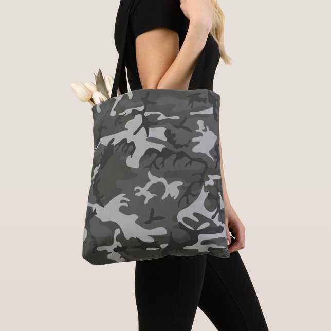 Tote Bag Motif de Camouflage gris, Motif militaire, Armée (De près)