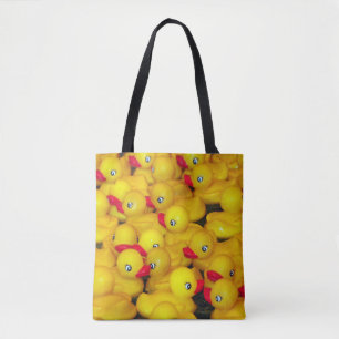 Tote Bag motif de canards en caoutchouc jaune pâle