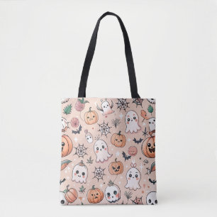 Tote Bag Motif de caniche d'Halloween avec Fantômes et Citr