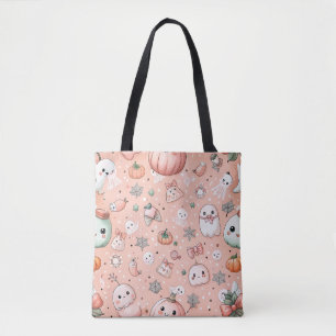 Tote Bag Motif de caniche d'Halloween avec Fantômes et Citr