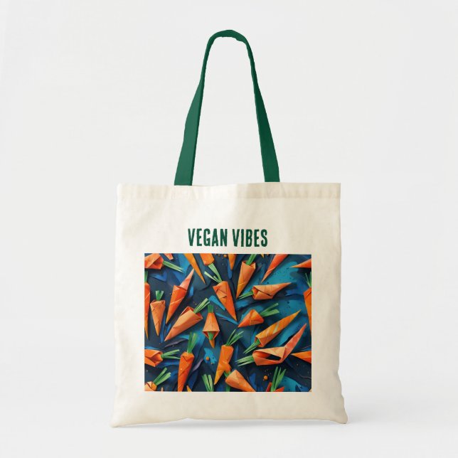 Tote Bag Motif de carottes Origami - Vibes Vegan (Devant)