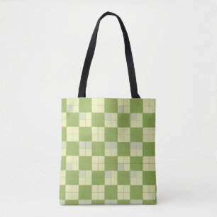 Tote Bag Motif de carreaux à carreaux verts et crème