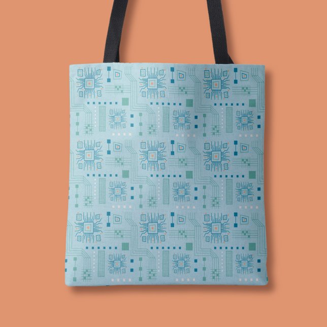 Tote Bag Motif de carte bleue et Turquoise (Créateur téléchargé)