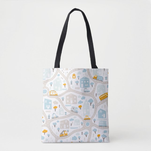 Tote Bag Motif de carte de quartier de Cute Pastel (Devant)