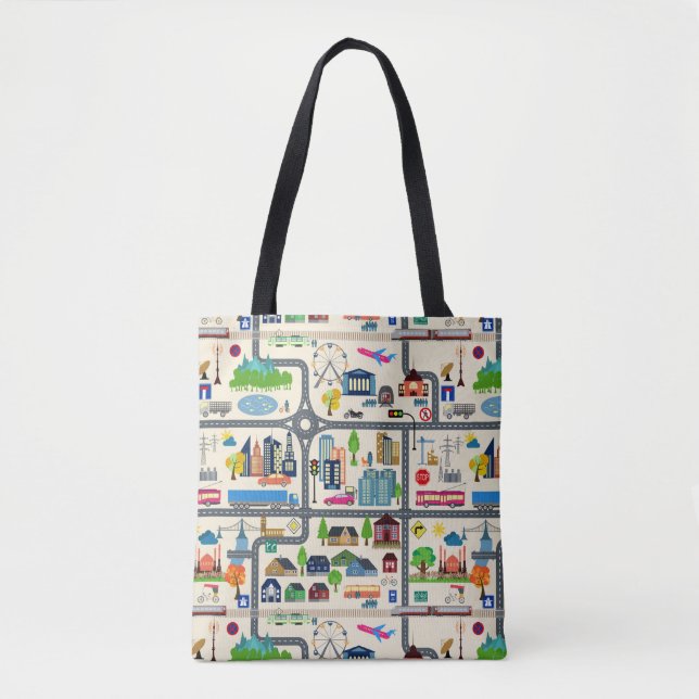 Tote Bag Motif de carte de ville (Devant)