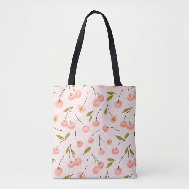 Tote Bag Motif de cerise aquarelle (Devant)
