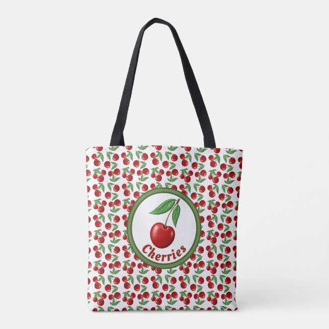 Tote Bag Motif de cerises rouges personnalisé (Dos)