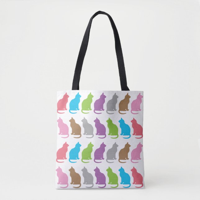 Tote Bag Motif de chat coloré (Devant)