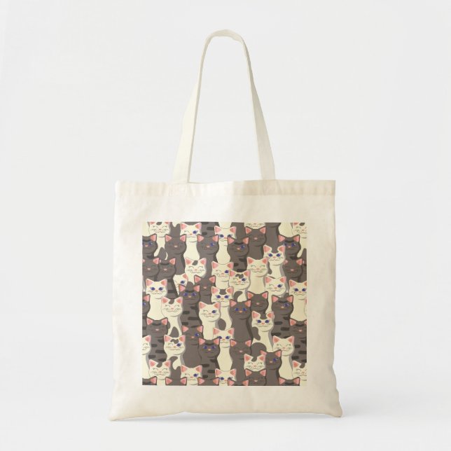 Tote Bag Motif de chats blancs et gris (Devant)