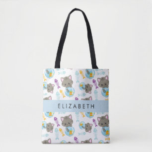 Tote Bag Motif De Chats, Chats Mignons, Chatons, Votre Nom