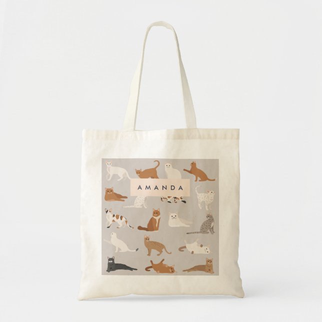 Tote Bag Motif de chats Monogram Charming Amoureux de les c (Devant)
