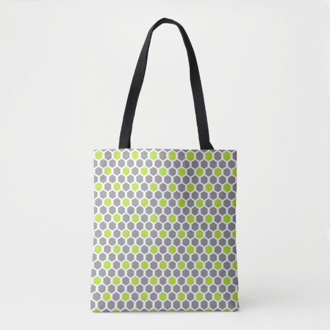 Tote Bag Motif de chaux et d'hexagone gris (Devant)
