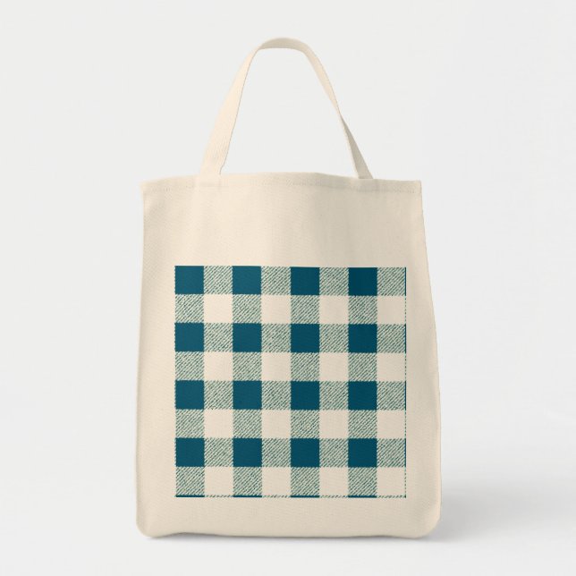 Tote Bag Motif de chèque En vichy bleu vert (Devant)