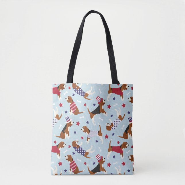 Tote Bag Motif de chien Beagle patriotique (Devant)