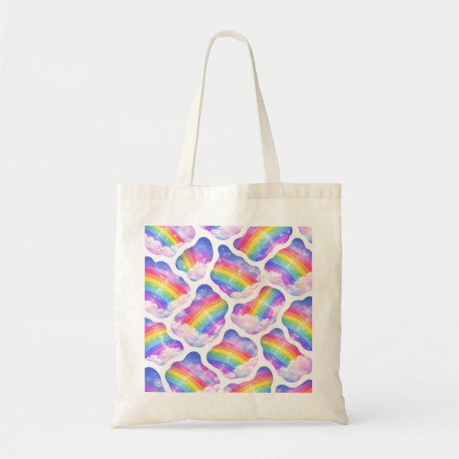 Tote Bag Motif de ciel de nuage arc-en-ciel (Devant)