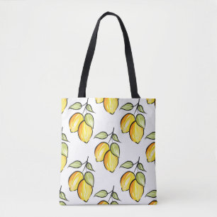 Tote Bag Motif de citrons d'aquarelle et d'encre
