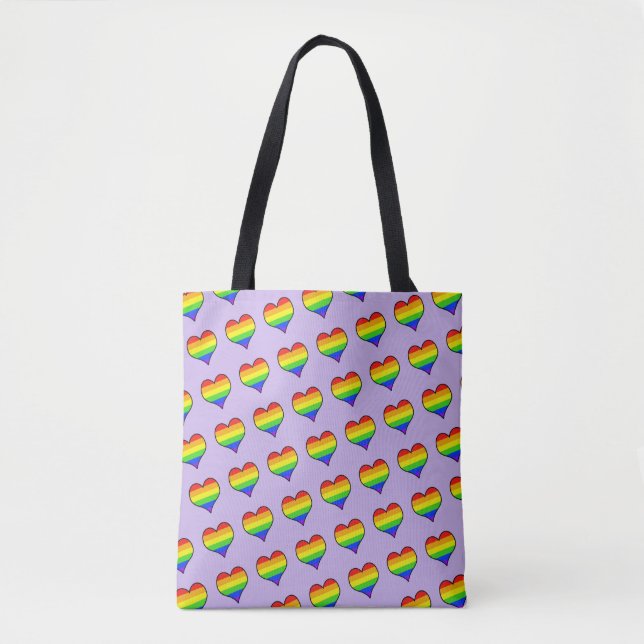 Tote Bag Motif de cœur arc-en-ciel (Devant)
