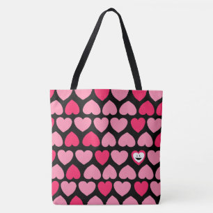 Tote Bag Motif de coeur avec coeur souriant