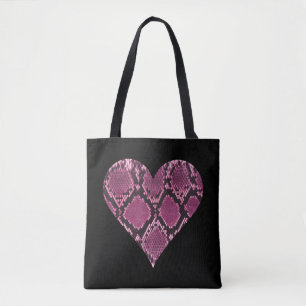 Tote Bag Motif de coeur rose Snakeskin