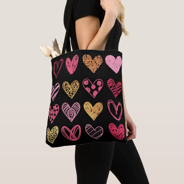 Tote Bag Motif de coeur tiré à la main ID470 (De près)
