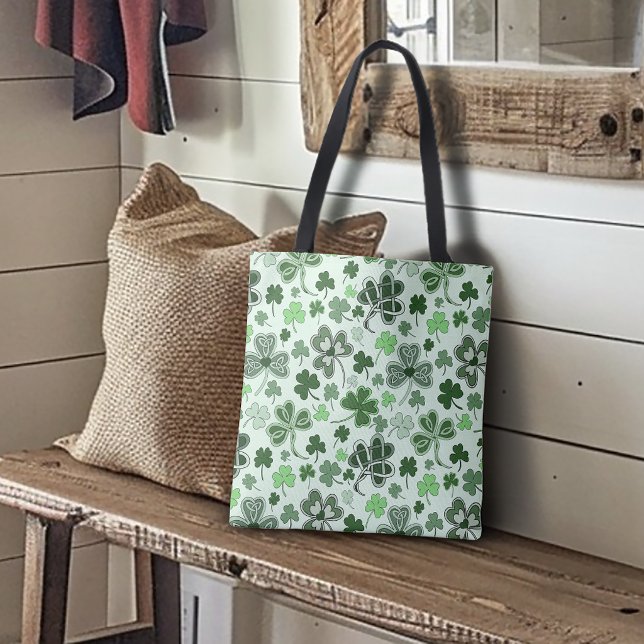 Tote Bag Motif de cœurs de trèfle vert clair ludique celtiq (Créateur téléchargé)