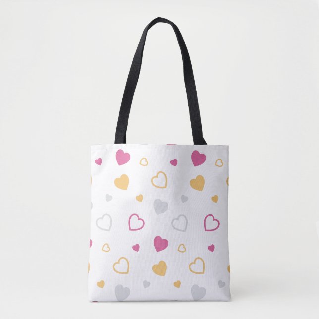 Tote Bag Motif de coeurs stylisés (Devant)