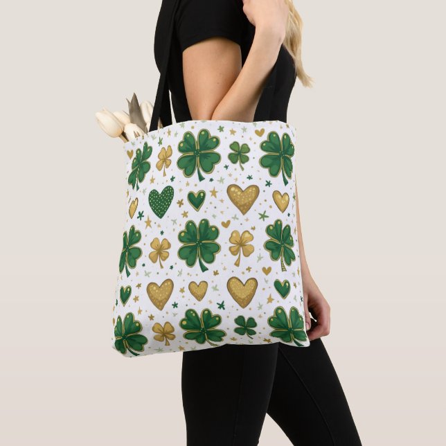 Tote Bag Motif de conception scintillant de la Saint-Patric (De près)