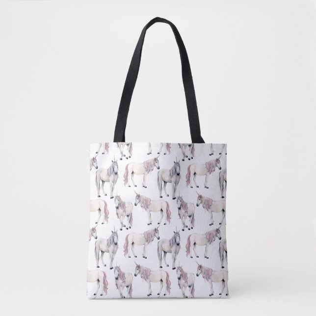 Tote Bag Motif de conte de fées de licorne d'aquarelle (Devant)