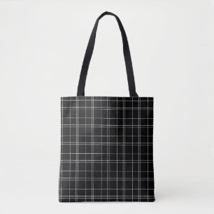 Tote Bag Motif de contrôle géométrique noir et blanc