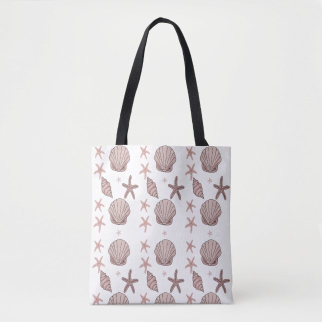 Tote Bag Motif de coquillages roses - Vibes de plage Design (Devant)