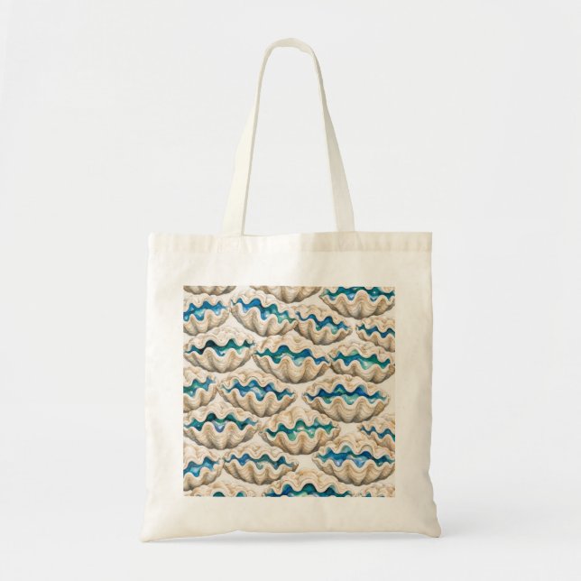 Tote Bag Motif de coquille de bénitier géant bleu (Devant)