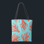 Tote Bag Motif de corail de plage tropical, Turquoise rouge<br><div class="desc">Pour obtenir d'autres documents marketing correspondants,  veuillez me contacter à l'adresse maurareed.designs@gmail.com.</div>