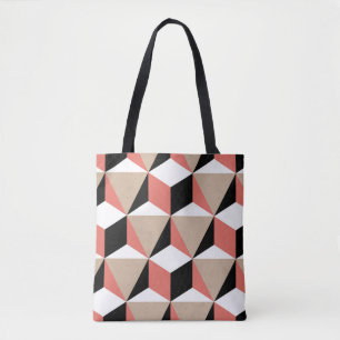 Tote Bag Motif de corail noir géométrique.