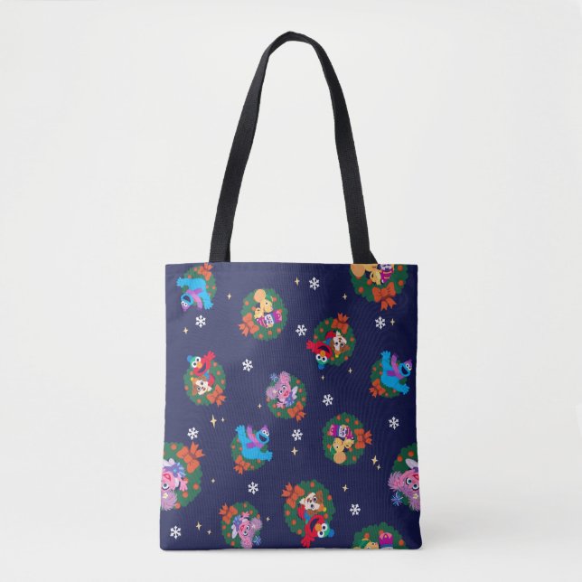 Tote Bag Motif de couronnes de Noël de la rue Sesame (Devant)