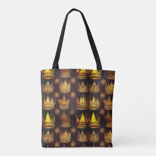 Tote Bag Motif de couronnes dorées 