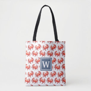 Tote Bag Motif de crabe et plage personnalisée par