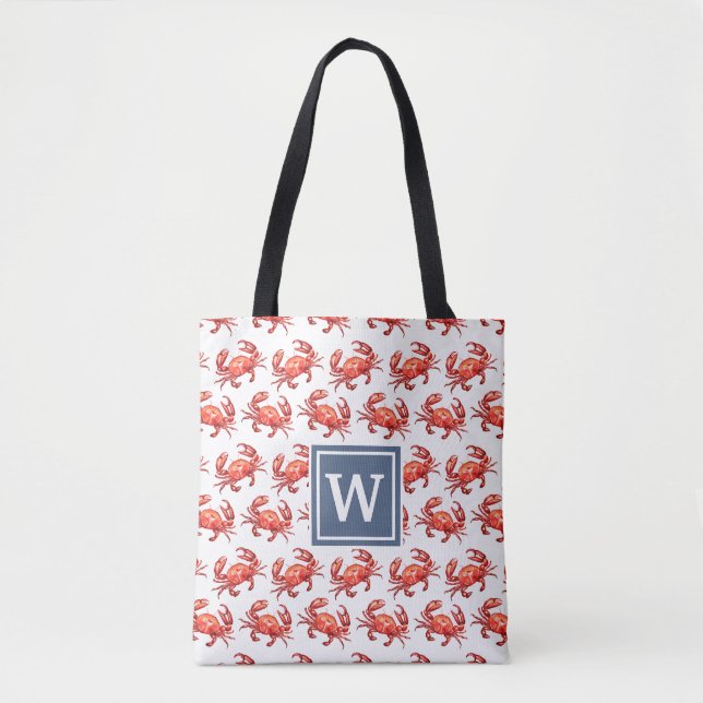 Tote Bag Motif de crabe et plage personnalisée par (Devant)