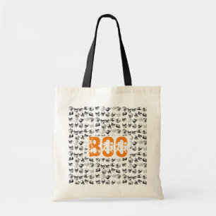 Tote Bag Motif de crâne Éffrayant Orange Boo Halloween