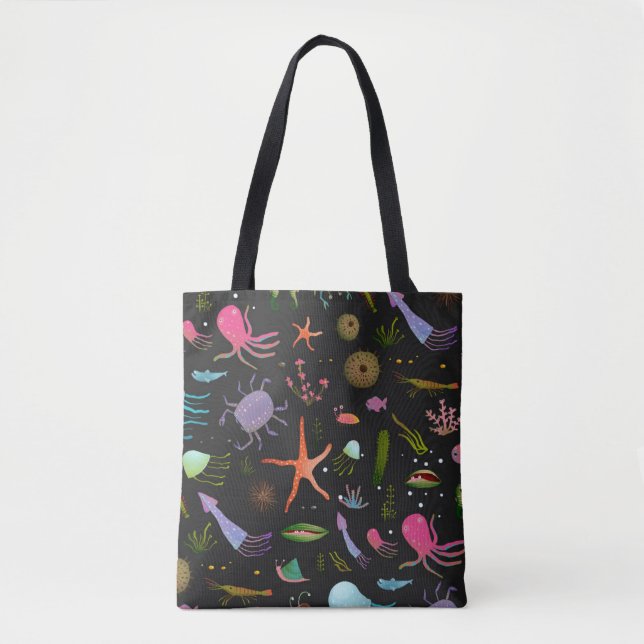 Tote Bag Motif de créatures de mer (Devant)